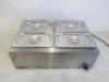 Lincat Electric counter Top Bain Marie, Model LBM2W, S/N 30381269. Comes with 4 x 1/4 GN Dishes with Lids. - 3