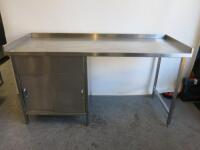 Stainless Steel Prep Table with 2 Door Cabinet Under. Size H95 x W180 x D70cm.