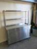 Stainless Steel Prep Table with 2 Sliding Door Cabinet Under & Pass Through. Size H90 x W140 x D50cm. - 2