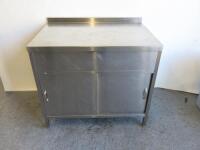 Stainless Steel Prep Table with 2 Sliding Door Cabinet Under, Size H90 x W102 x D70cm.