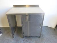 Stainless Steel Prep Table with 1 Door Cabinet Under, Size H90 x W90 x D70cm.