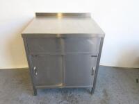 Stainless Steel Prep Table with 2 Sliding Door Cabinet Under, Size H90 x W80 x D70cm.