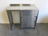 Stainless Steel Prep Table with 2 Sliding Door Cabinet Under, Size H95 x W100 x D53cm.