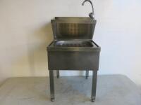 Stainless Steel 2 Tier Janitorial Sink & Basin with Single Arm Tap. Size H86 x W50 x D60cm.