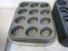 Assorted Lot of Baking Accessories to Include: 2 x Stainless Steel Racks, 8 x Loaf Tins, 12 x Doughnut Moulds, 4 x Muffin Trays, 2 x Silicon Moulds, 4 x Baking Trays & 2 x Flour Scoops. - 5