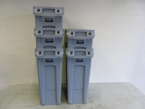 5 x Rubbermaid Slim Jim Bins in Grey.