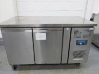 Polar Stainless Steel 2 Door Counter Fridge, Model G596, S/N 91999323. Size H86 x W135 x D70cm.