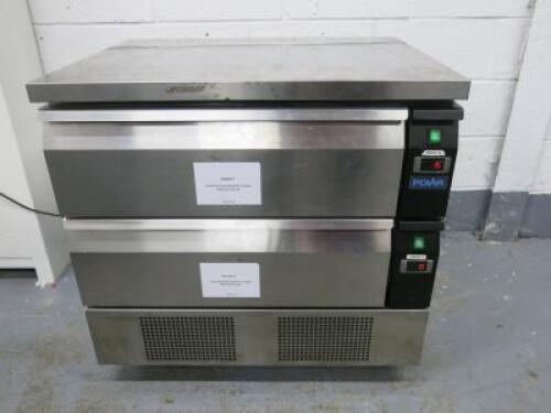 Polar Stainless Steel 2 Drawer Counter Fridge, Model DA996-02, S/N 9199771, Size H87 x W90 x D70cm.