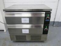 Polar Stainless Steel 2 Drawer Counter Fridge, Model DA996-02, S/N 9199771, Size H87 x W90 x D70cm.