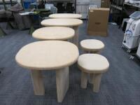 4 x Custom Built & Designed Café Beechwood Tables and 2 x Matching Stools.