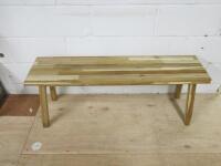 Pair of Ikea Skogsta Acacia Solid Wood Benches, Size H45 x W120 x D29cm.