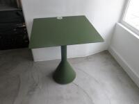 3 x Palissade Cone Table in Olive Green with Square Table Top, Size H74 x W65 x D65cm. RRP £455 per table - Total RRP £1365