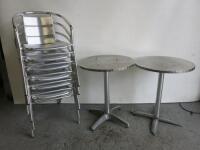 Set of 6 Outdoor Lightweight Aluminium Chairs & 2 Round Tables.