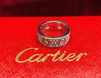 Cartier 18ct White Gold Love Ring, Diamond Paved with 6 Large Diamonds Replacing the Traditional Screw Markings. Comes in Presentation Box, S/N 89725B.