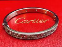 Cartier 18ct White Gold Love Bracelet, Diamond Paved in Presentation Box with Original Cartier Certificate, S/N 92743B, Certificate Number 004501 6th March 2008.