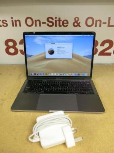 Apple MacBook Pro 13", Model A1706. Running MacOS Mojave 10.14.6. Intel Core i5, 3.1Ghz, 16GB HDD, 500GB Flash Storage, Intel Iris Plus Graphics 650 1536MB. Comes with Charger. NOTE: letter 'T' requires repair.