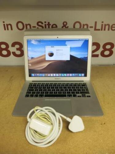 Apple MacBook Air 13", Model A1466. Running MacOS Mojave 10.14.6. Intel Core i5, 1.3Ghz, 4GB HDD, 250GB Flash Storage, Intel HD Graphics 5000 1536MB. Vomes with Charger.