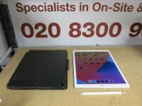 Apple iPad Pro 12.9", Model A1584, Software 14.4.2, 128GB Storage. Comes with Apple Pencil, Model A1603 & Logi Slim Combo Keyboard/Case.