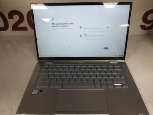 Asus Chromebook Notebook PC, Model C433T. Intel Core M3 8th GEN, Storage 1.8GB, DOM 02/2021. NOTE: requires power supply.