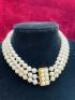 Triple Row HBJ Pearl Choker Necklace in Presentation Box. - 5