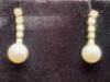 A Pair of 18ct Gold, Pearl & Graduated Diamond Drop Earrings in Gerrard & Co Presentation Pouch. - 5