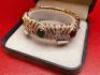 Cabochon Gemstones & Diamonds, 18ct Gold Bangle. - 2