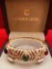 Cabochon Gemstones & Diamonds, 18ct Gold Bangle. - 3