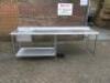 Stainless Steel Prep Table with Single Bowl Sink, Taps, Shelf Under, Size H90 x W260 x D70cm.