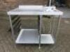 L Shape Stainless Steel Prep Table with Hand Basin, Taps & Shelf Under, Size H85 x W100 x D60-50cm. - 3