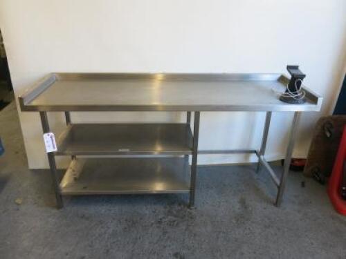 Stainless Steel Prep Table with 2 Shelves Under & iPad Rotating Order Point Stand, Size H85 x W180 x D60cm.