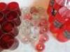 11 x Clearcraft 1000ml Lamp Oil, 16 x Glass Lamps (Some require wicks), 17 x Red Glass Jars & 1 x Funnel. - 6