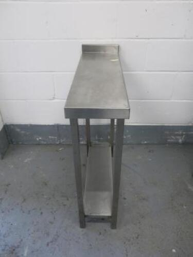 Stainless Steel Prep Table with Splash Back & Shelf Under, Size H83 x W25 x D80cm.