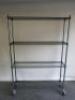 Professional Mobile 4 Shelf Wire Rack, Size H180 x W120 x D30cm.