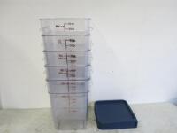 5 x Cambro 22 Quart Square Food Storage Containers with 5 Lids.