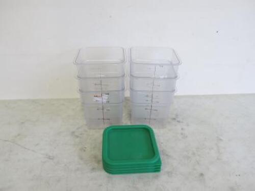 7 x Cambro 4 Quart Square Food Storage Containers with 4 Lids.