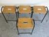 4 x Stacking Wooden Flat Top Classroom Metal Stool in Black, Size H50cm. - 2