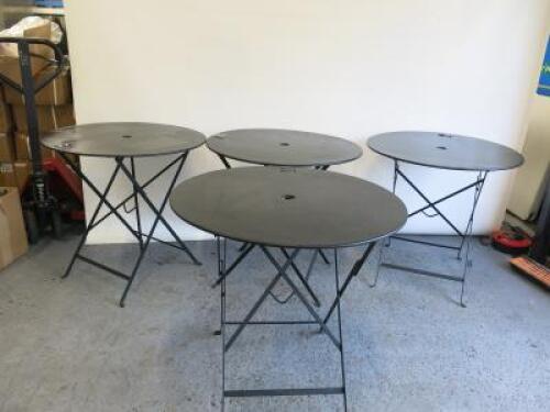 4 x Indoor & Outdoor Metal Folding Tables, Size Diameter 77cm.