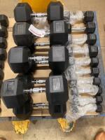 22 x New/Unused Endura Rubber Hex Dumbbells to Include: 2 x 1kg, 2 x 2kg, 2 x 3kg, 2 x 5kg, 2 x 7kg, 2 x 9kg, 2 x 20kg, 2 x 27.5kg, 2 x 30kg & 2 x 32.5kg