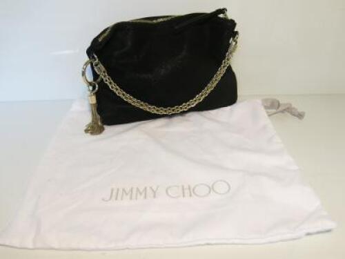 Jimmy Choo Callie Black Shimmer Suede Clutch Bag with Dust Cover, S/N 61GX1C.