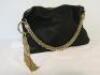 Jimmy Choo Callie Black Shimmer Suede Clutch Bag with Dust Cover, S/N 61GX1C. - 2