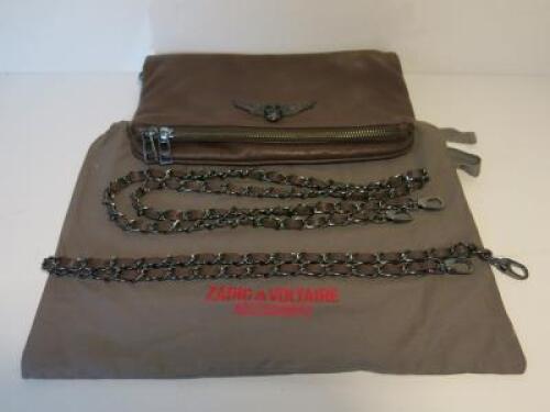 Zadig & Voltaire Brown Soft Leather Clutch Bag with 2 Size Straps & Dust Cover.