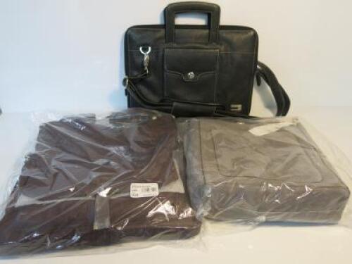 3 x Satchel/Work Bags to Include: Urbano Black Leather & 2 x New/Packaged Esprit Satchels in Grey Suede & Burgundy Leather.