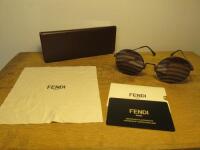 Pair Fendi Sunglasses in Purple with Wave Effect Lenses, Model Unknown in Hard Case with Authenticity Certificate Card.