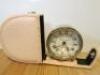 Roger Lascelles Travel Clock in Pink Leather Close. - 2