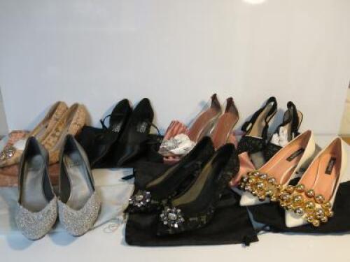 8 x Pairs of Assorted Ladies High Heel Fashion Shoes with Dust Covers. Size 39-41.