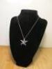 Penta Starfish Clear & Blue Stone Paved Pendant (AD585) with 17" Necklace (750).