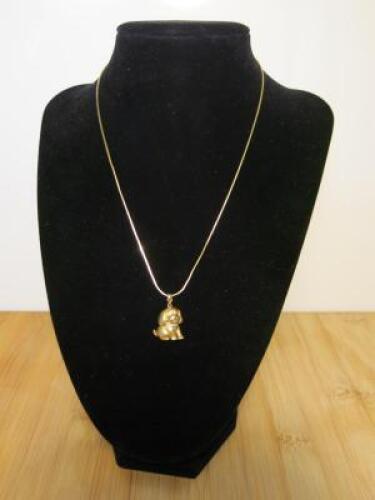 Puppy Pendant Gold Coloured Necklace (14k 585) with 16" Solid Chain.