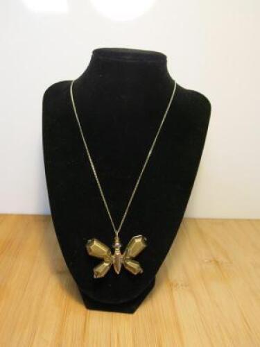 Patrizia Pepe Butterfly Pendant with Safety Pin Fitted on 20" Chain. Made in Italy.