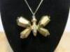 Patrizia Pepe Butterfly Pendant with Safety Pin Fitted on 20" Chain. Made in Italy. - 2