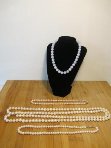 Nagac 75-LAO Pearl Necklace (925) & 3 x Other Pearl Costume Jewellery Necklaces.